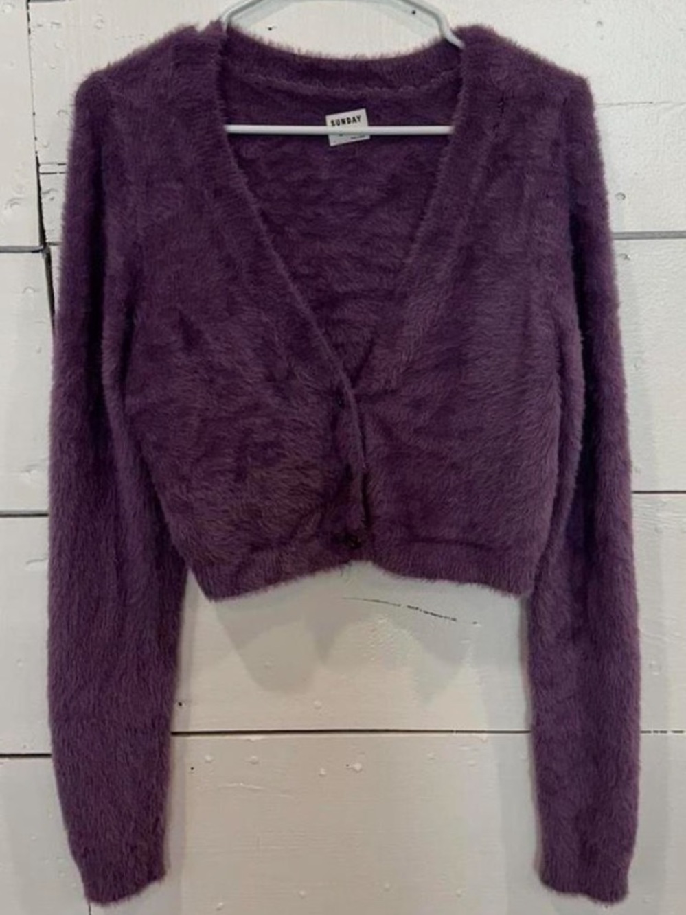 Sunday Best Plush Cropped Crewneck Sweater - Deep Purple
